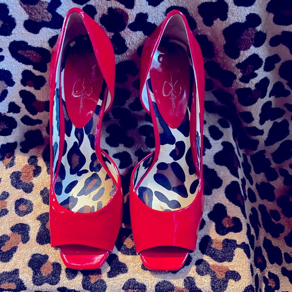Jessica Simpson Red Open Toe Pumps Size 9